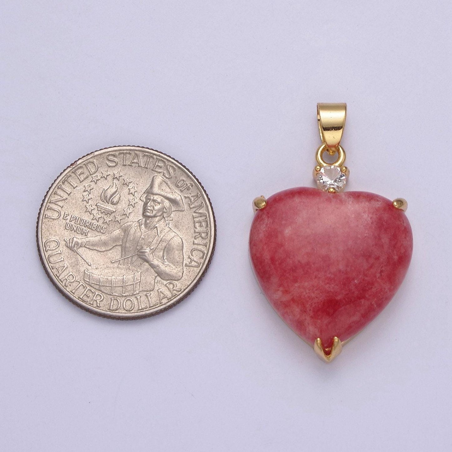 1x green, blue, red heart jade stone for necklace pendant