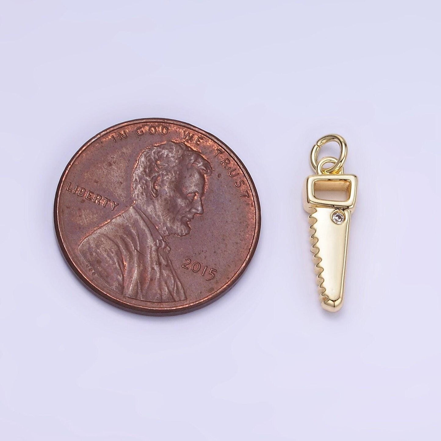 Mini gold saw charm spanner pendant gold mechanic charm cool charm w555