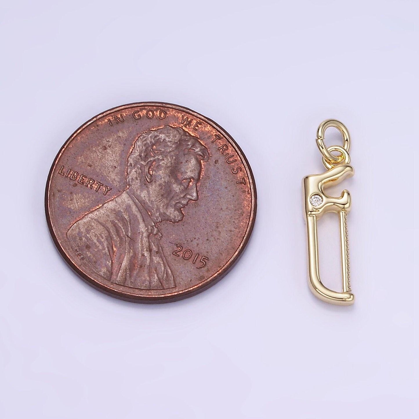 Mini gold hacksaw saw charm carpenter pendant gold mechanic charm cool charm w554