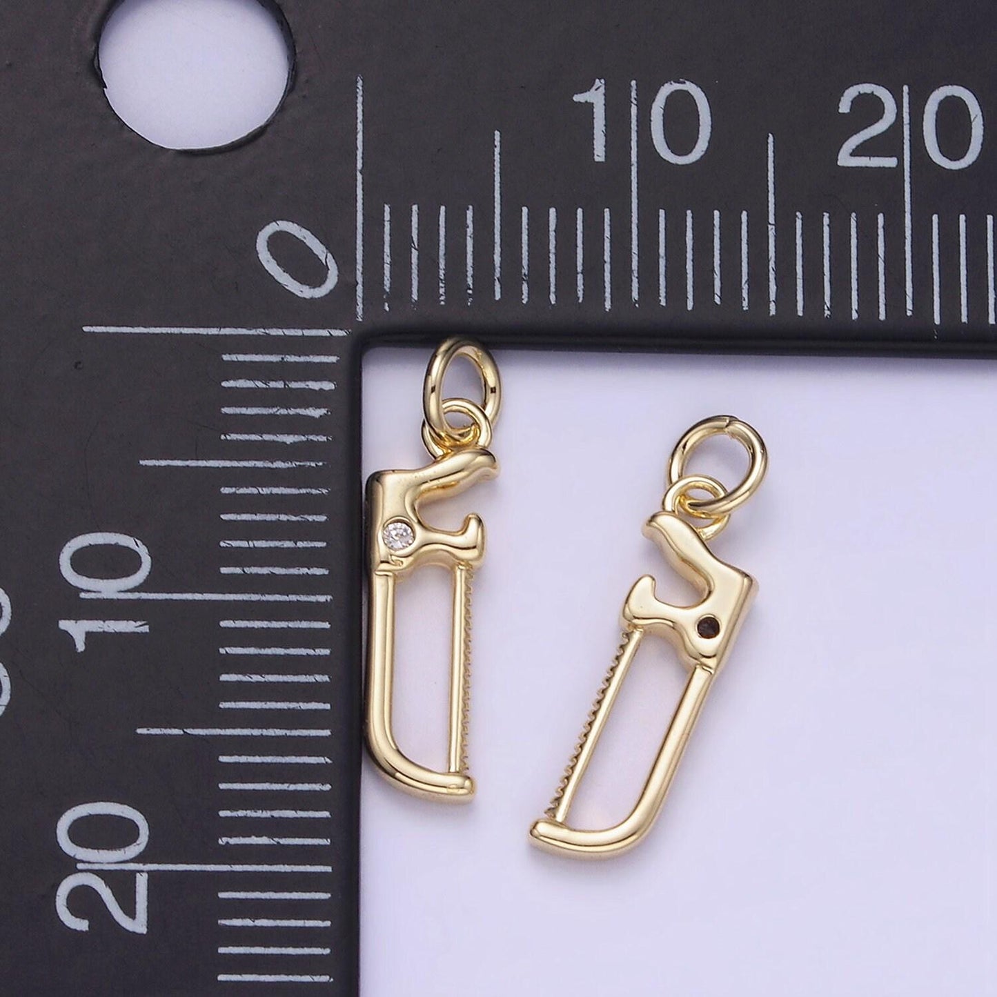 Mini gold hacksaw saw charm carpenter pendant gold mechanic charm cool charm w554