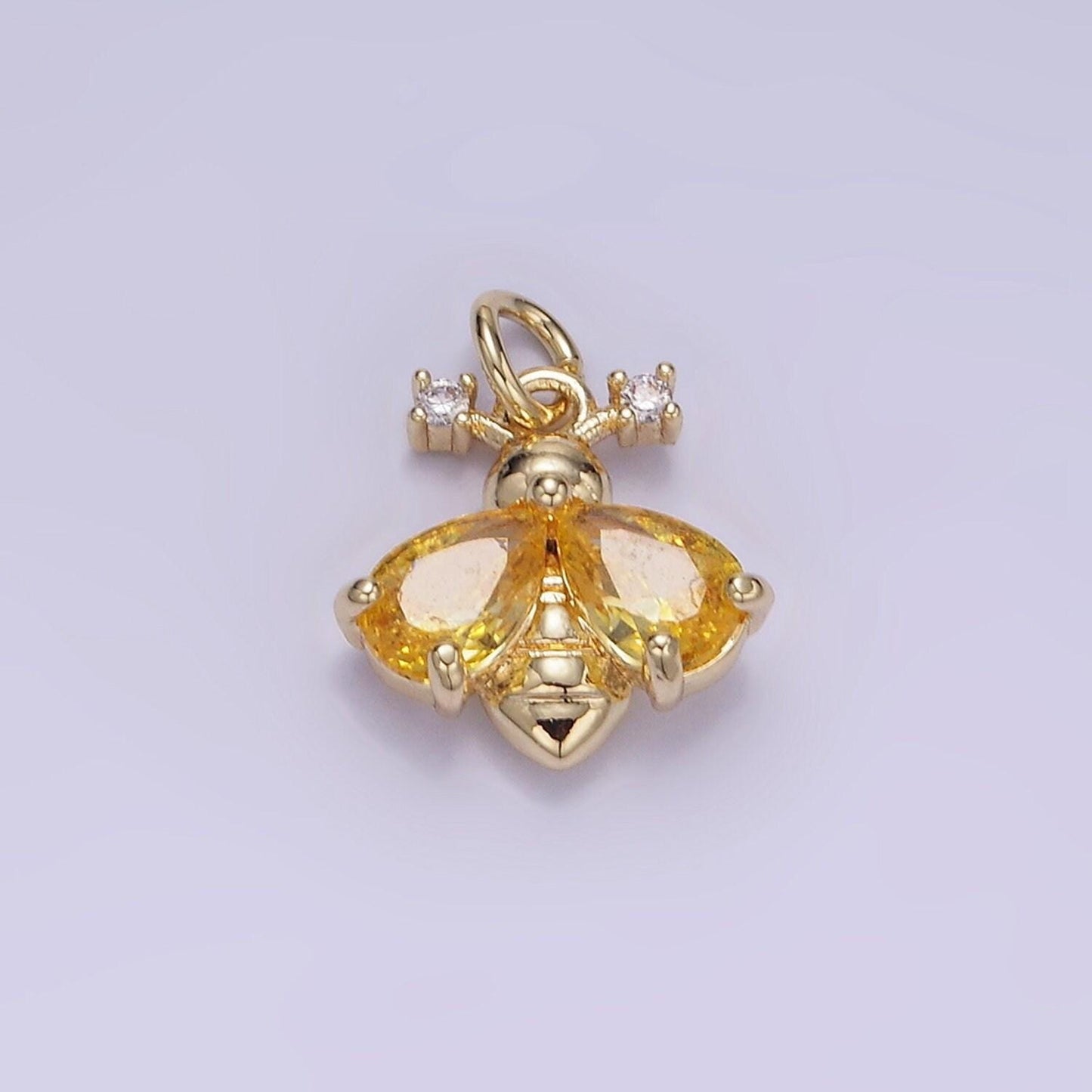1pc 24k gold filled bee pendant charm, insect bug pendant charm, gold filled animal pendant with color cz stone for diy jewelry w542
