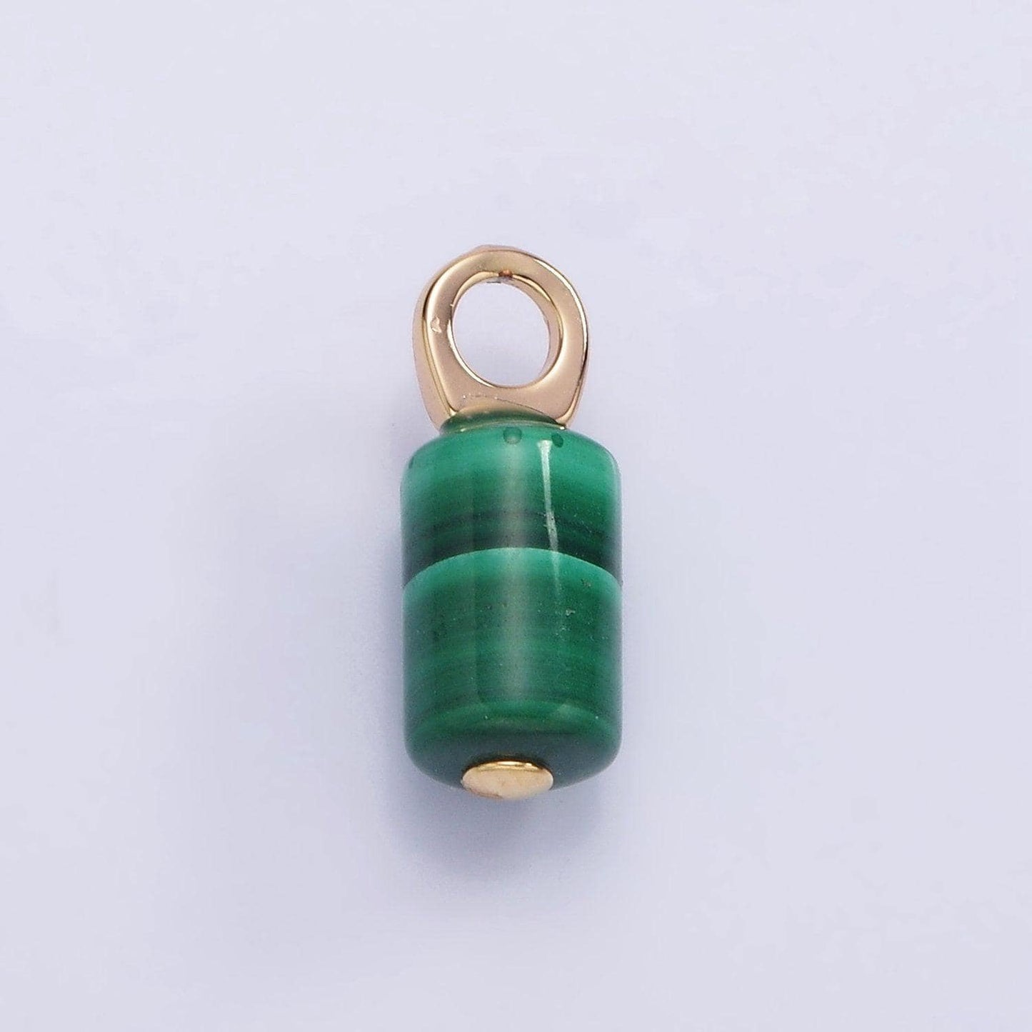 Mini green malachite charm 14k gold filled 15x6mm tube cylinder dark green gemstone for diy jewelry making earring bracelet necklace ag6856