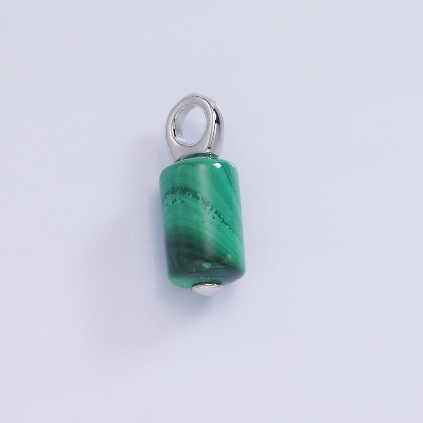 Mini green malachite charm 14k gold filled 15x6mm tube cylinder dark green gemstone for diy jewelry making earring bracelet necklace ag6856