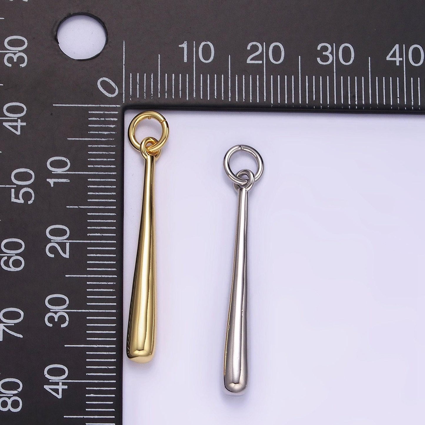 Dainty slim long baseball stick charm 14k gold filled charm pendant | w-507