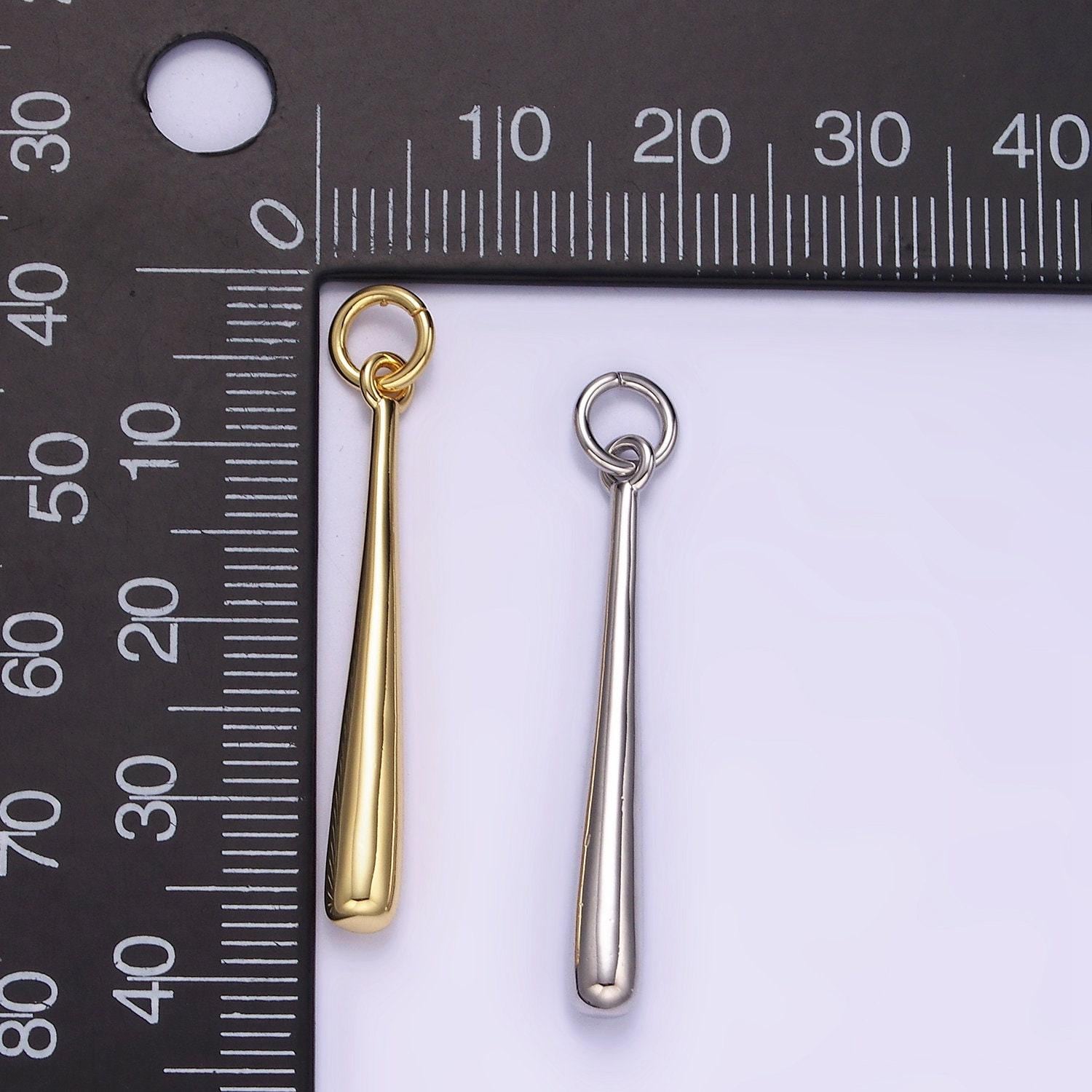 Dainty slim long baseball stick charm 14k gold filled charm pendant | w-507