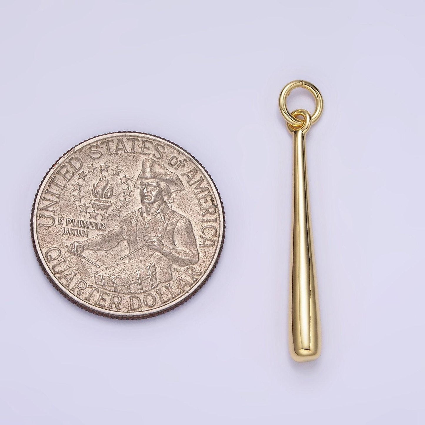 Dainty slim long baseball stick charm 14k gold filled charm pendant | w-507