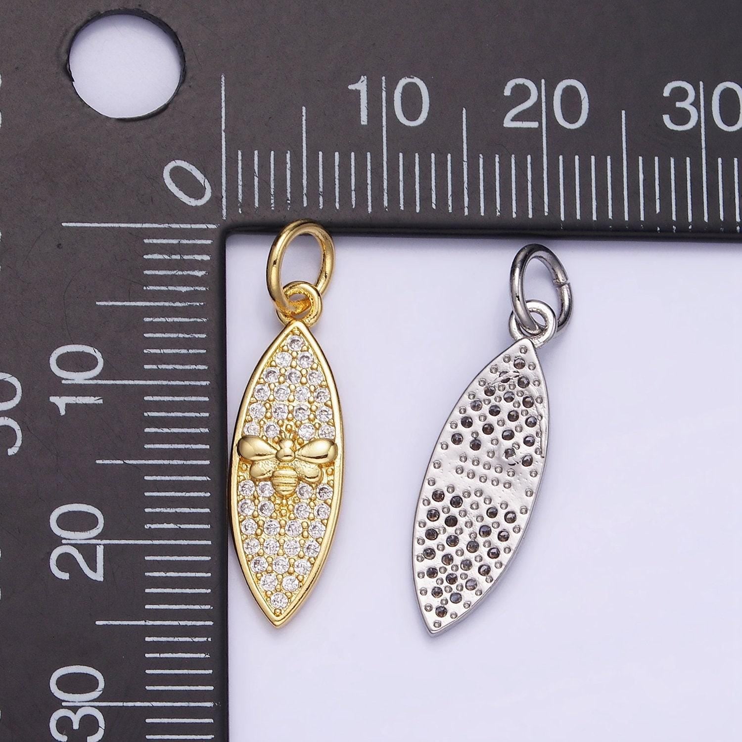 14k gold filled queen bumble been micro paved cz sphere charm in gold & silver | w-494