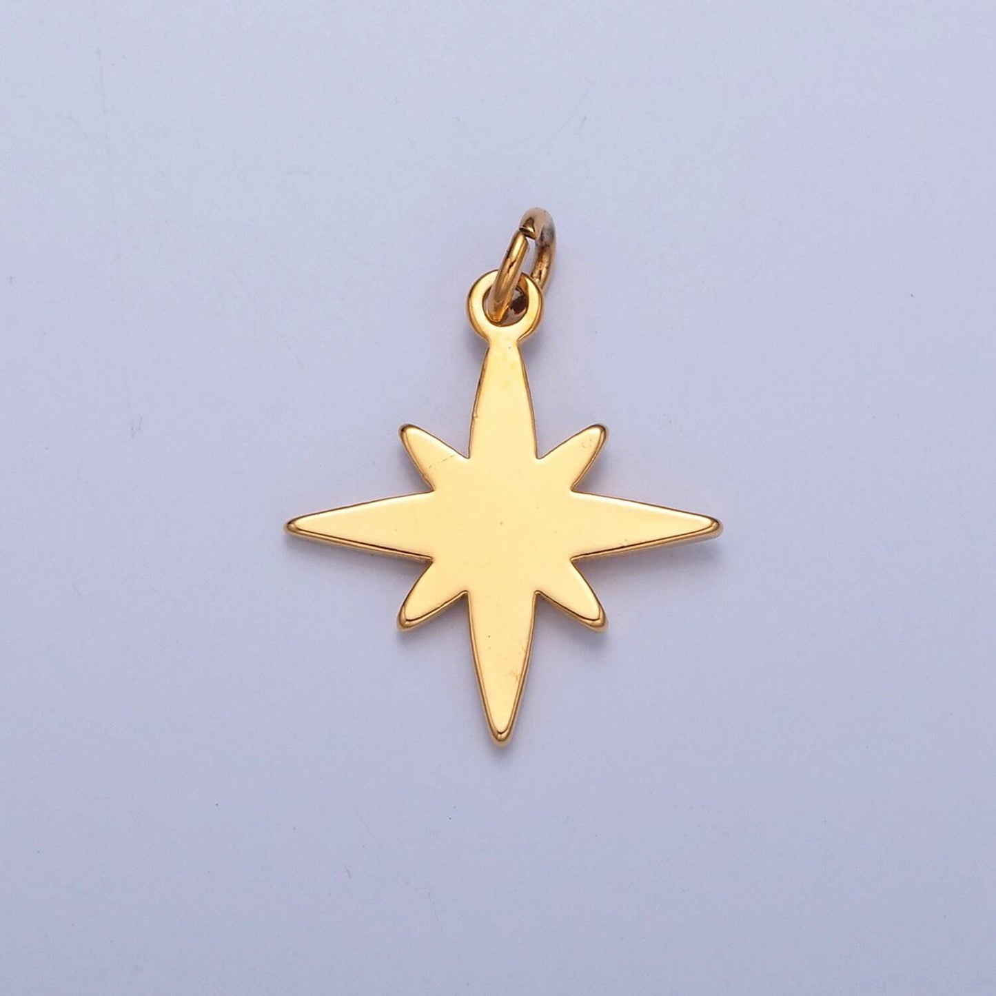 Gold filled north star in silver/gold, shining celestial star charm pendant for diy jewelry making