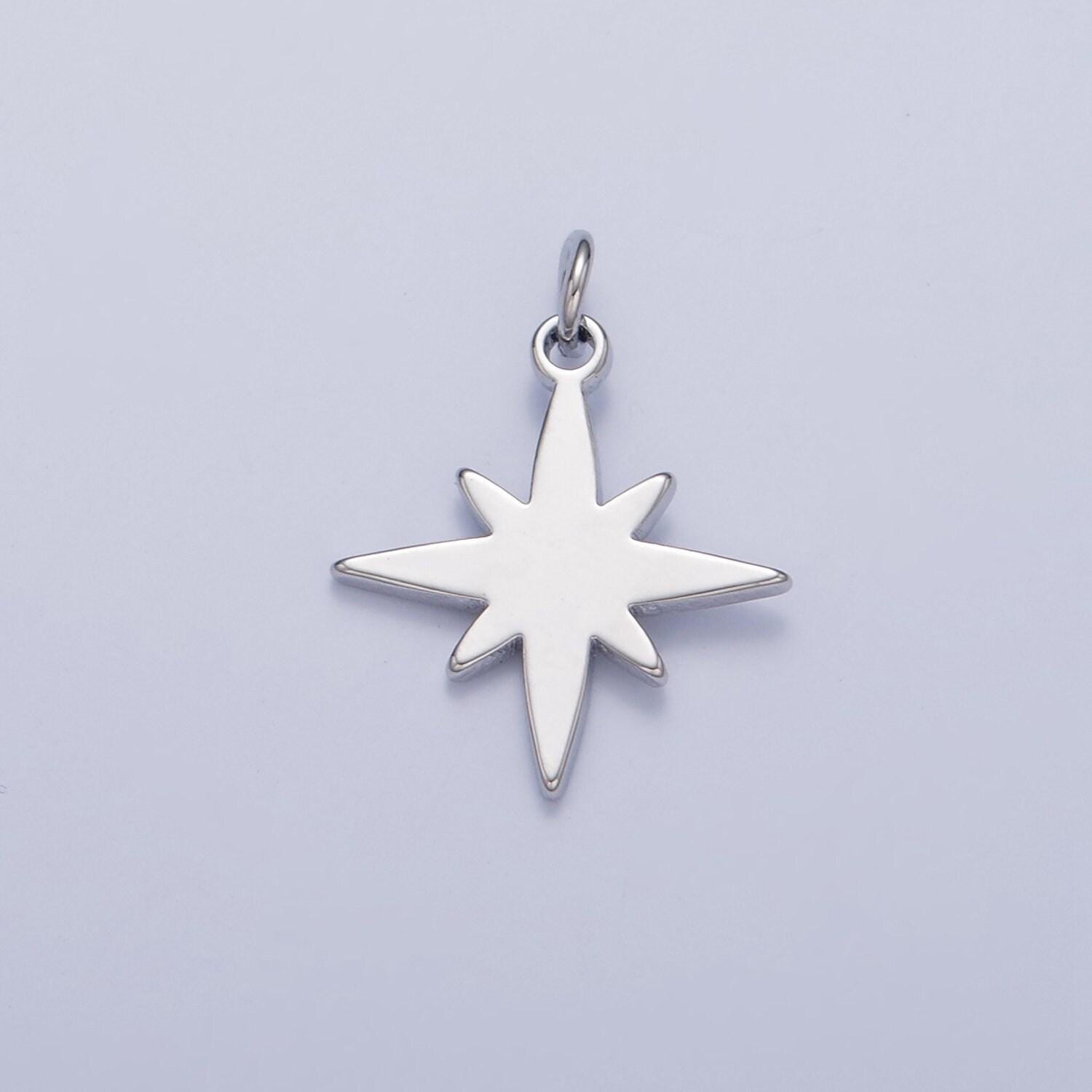 Gold filled north star in silver/gold, shining celestial star charm pendant for diy jewelry making