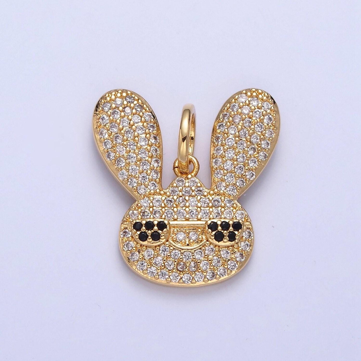 Gold filled cool rabbit charm funky diamond bunny pendant for animal jewelry necklace bracelet earring supply w300