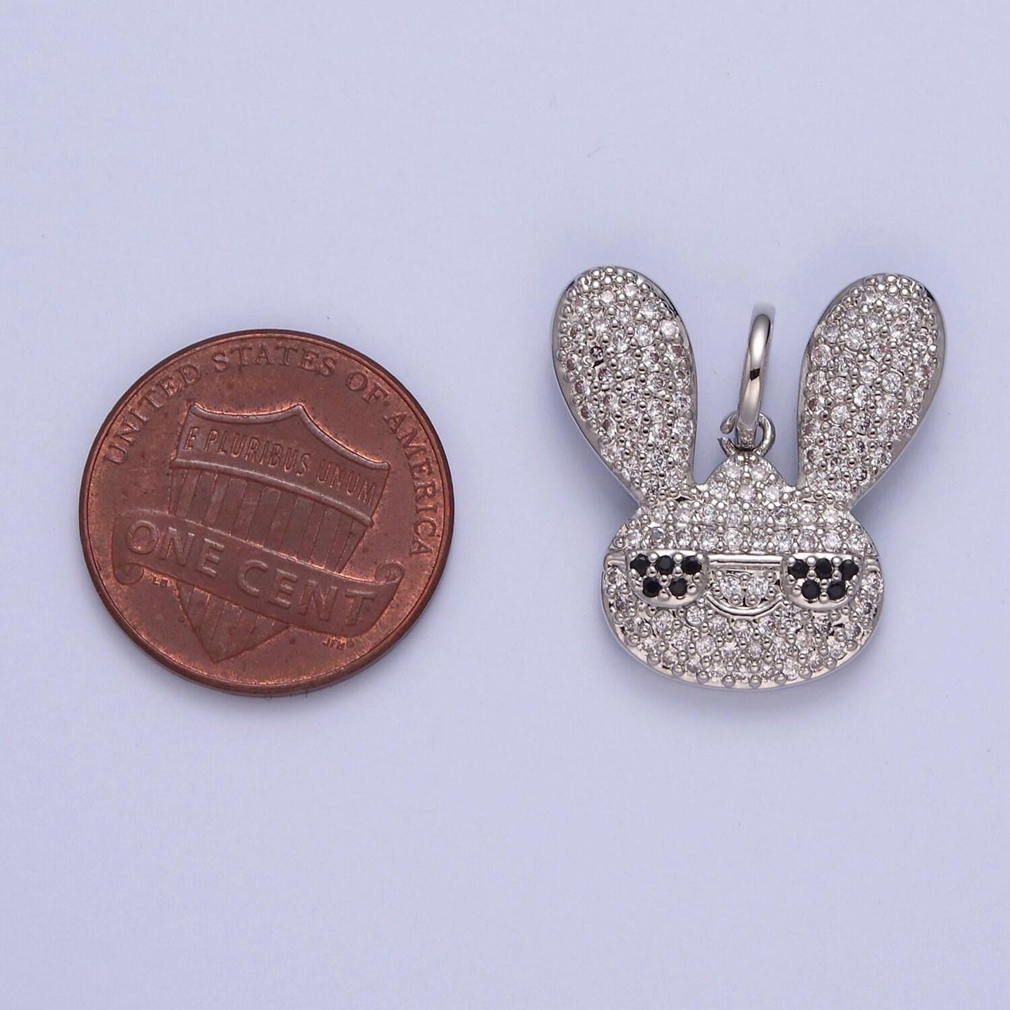 Gold filled cool rabbit charm funky diamond bunny pendant for animal jewelry necklace bracelet earring supply w300