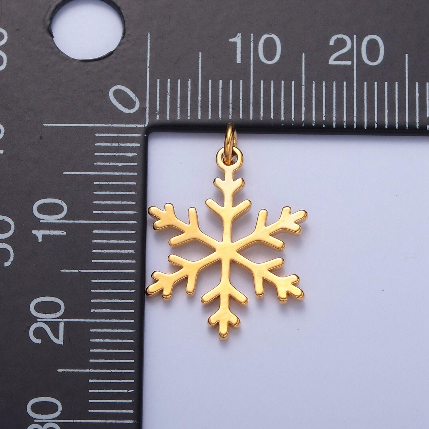 Gold filled snowflake charm, minimalist silver/gold color winter snow charm for jewelry making, w-155