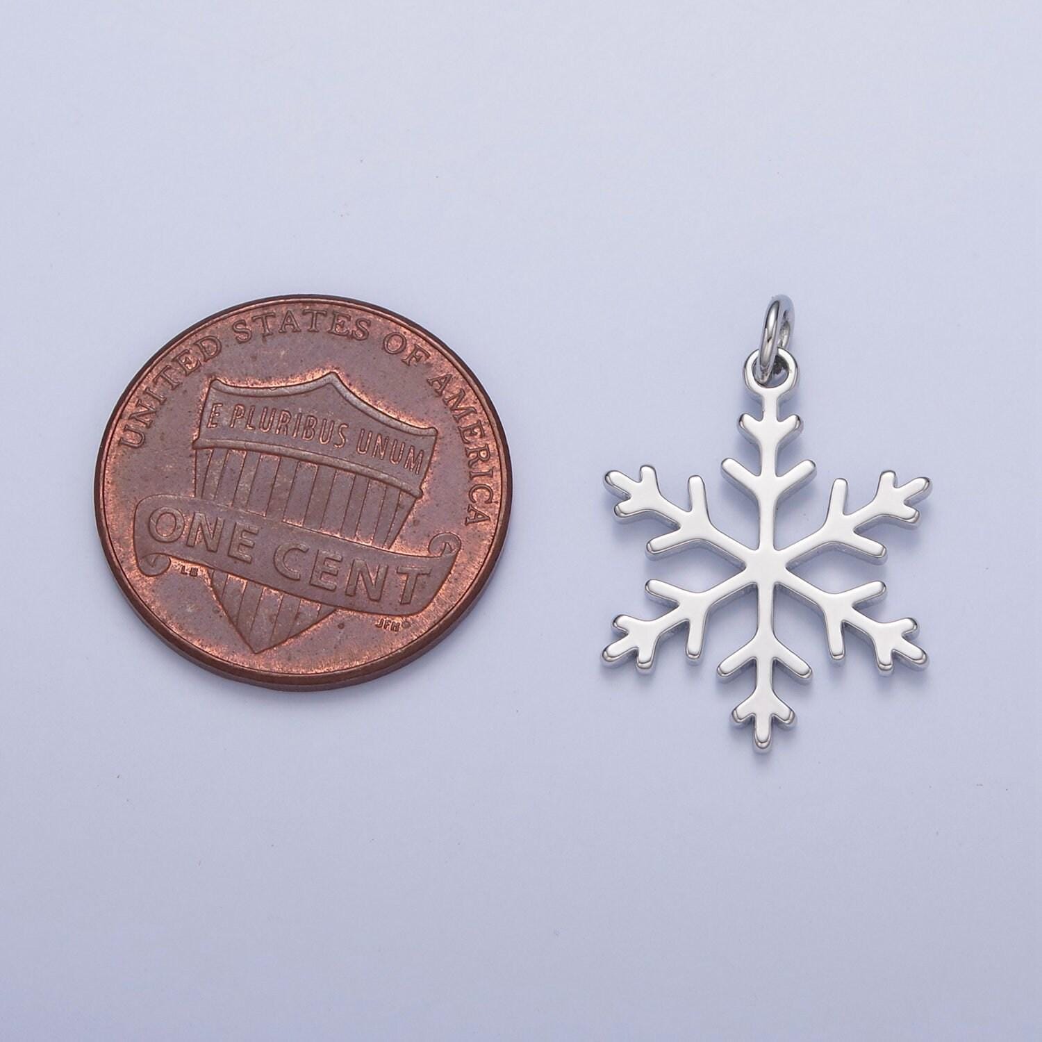 Gold filled snowflake charm, minimalist silver/gold color winter snow charm for jewelry making, w-155