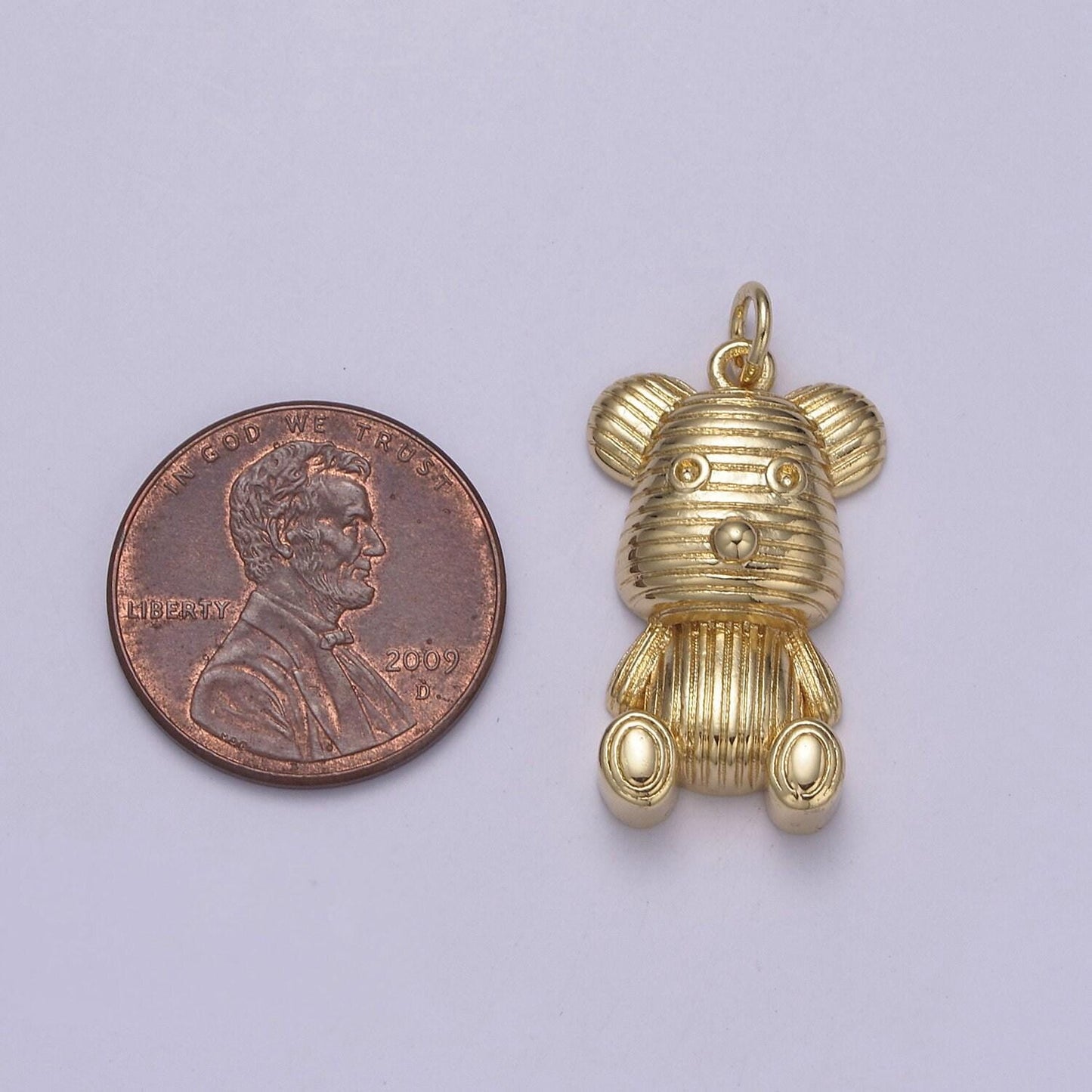 Dainty teddy bear pendant in 14k gold filled charm for kids jewelry w-190
