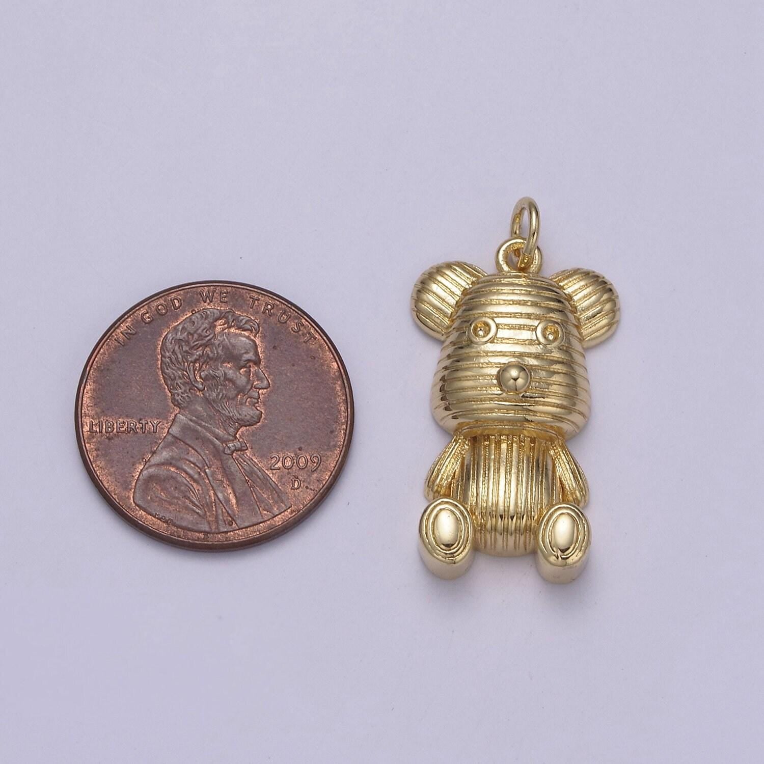 Dainty teddy bear pendant in 14k gold filled charm for kids jewelry w-190