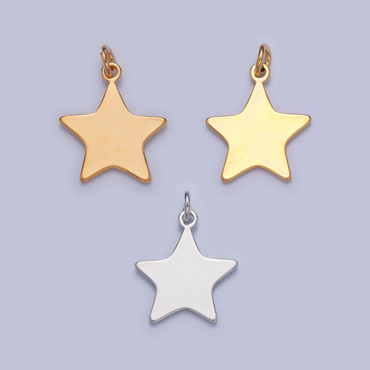 Gold filled celestial star charm, minimalist five pointed north star for diy jewelry making, w-152