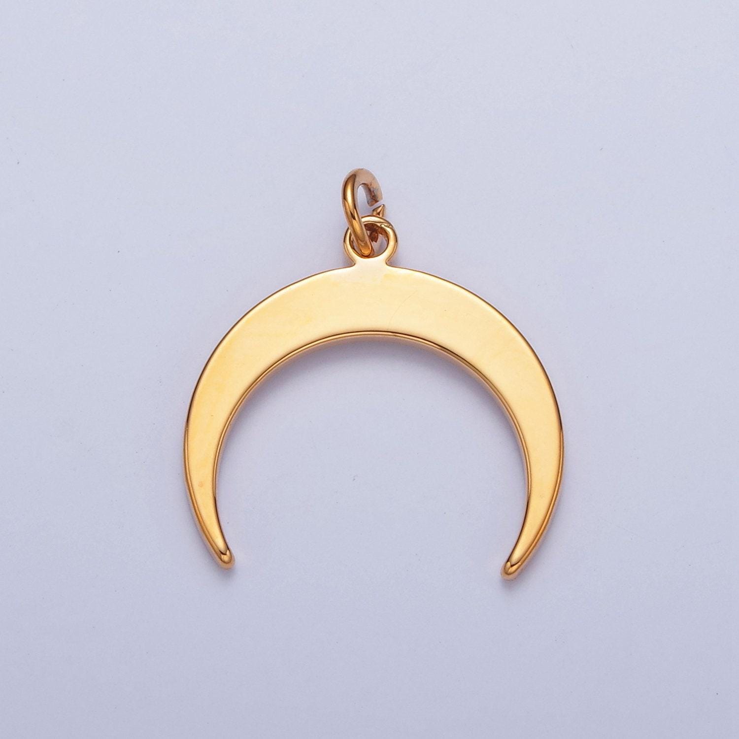 Gold filled celestial crescent moon for jewelry making, minimalist downward moon for diy jewelry making, w-149