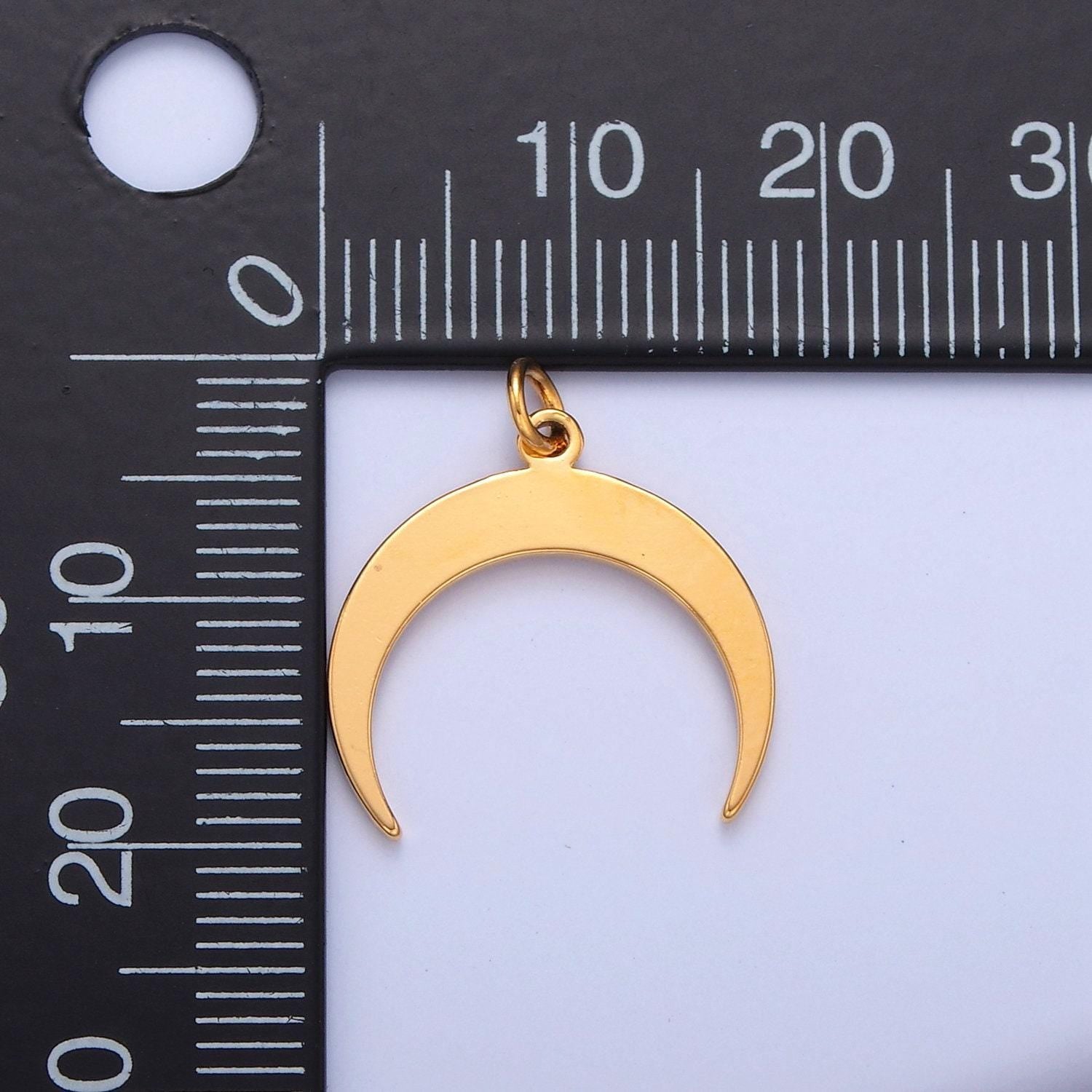 Gold filled celestial crescent moon for jewelry making, minimalist downward moon for diy jewelry making, w-149