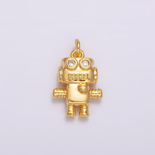 Mini gold robot charms 3d robot jewelry for bracelet necklace earring component w089