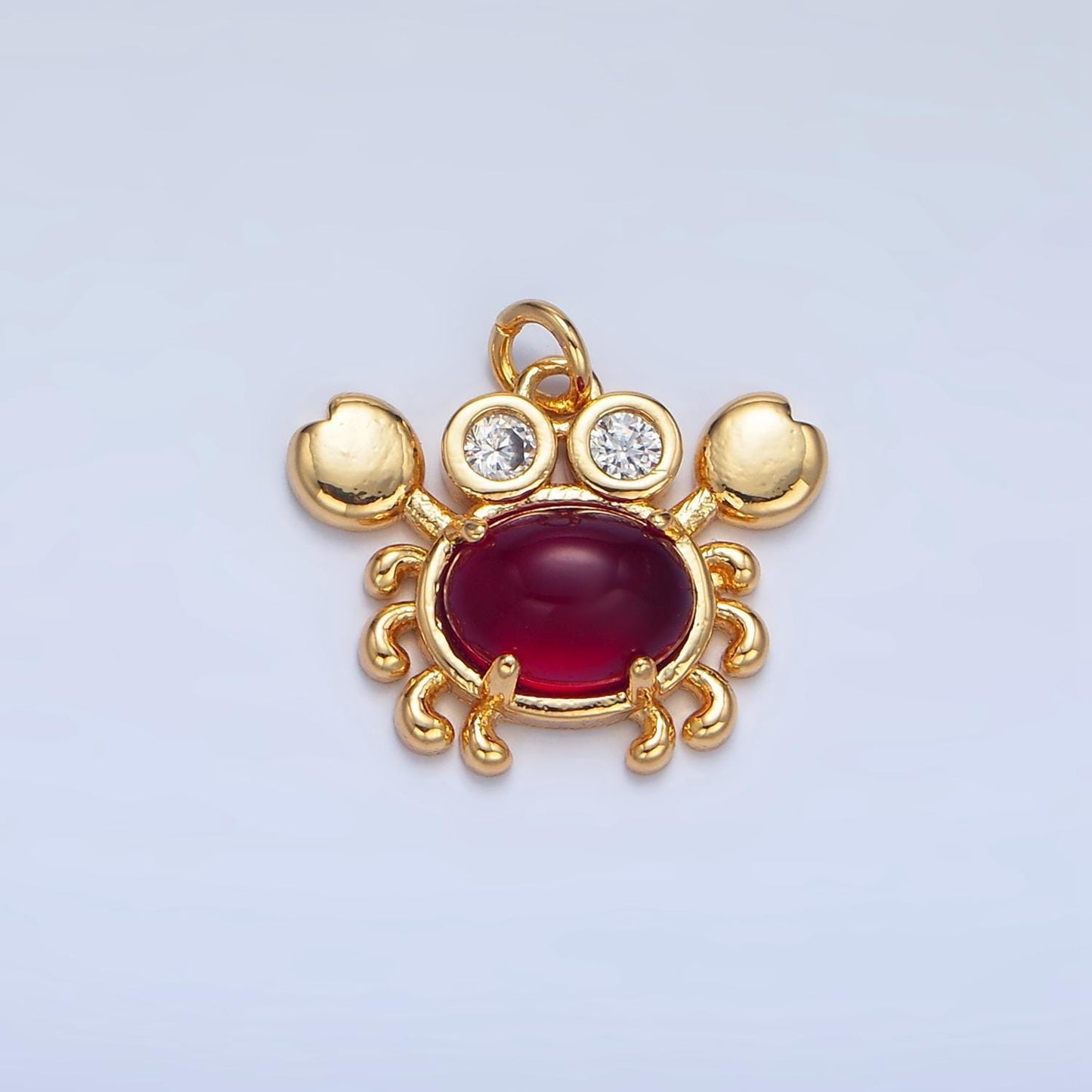 Tiny crab charm dainty crabby pendant 14kt gold filled charm animal charm cubic red under the sea inspired w082