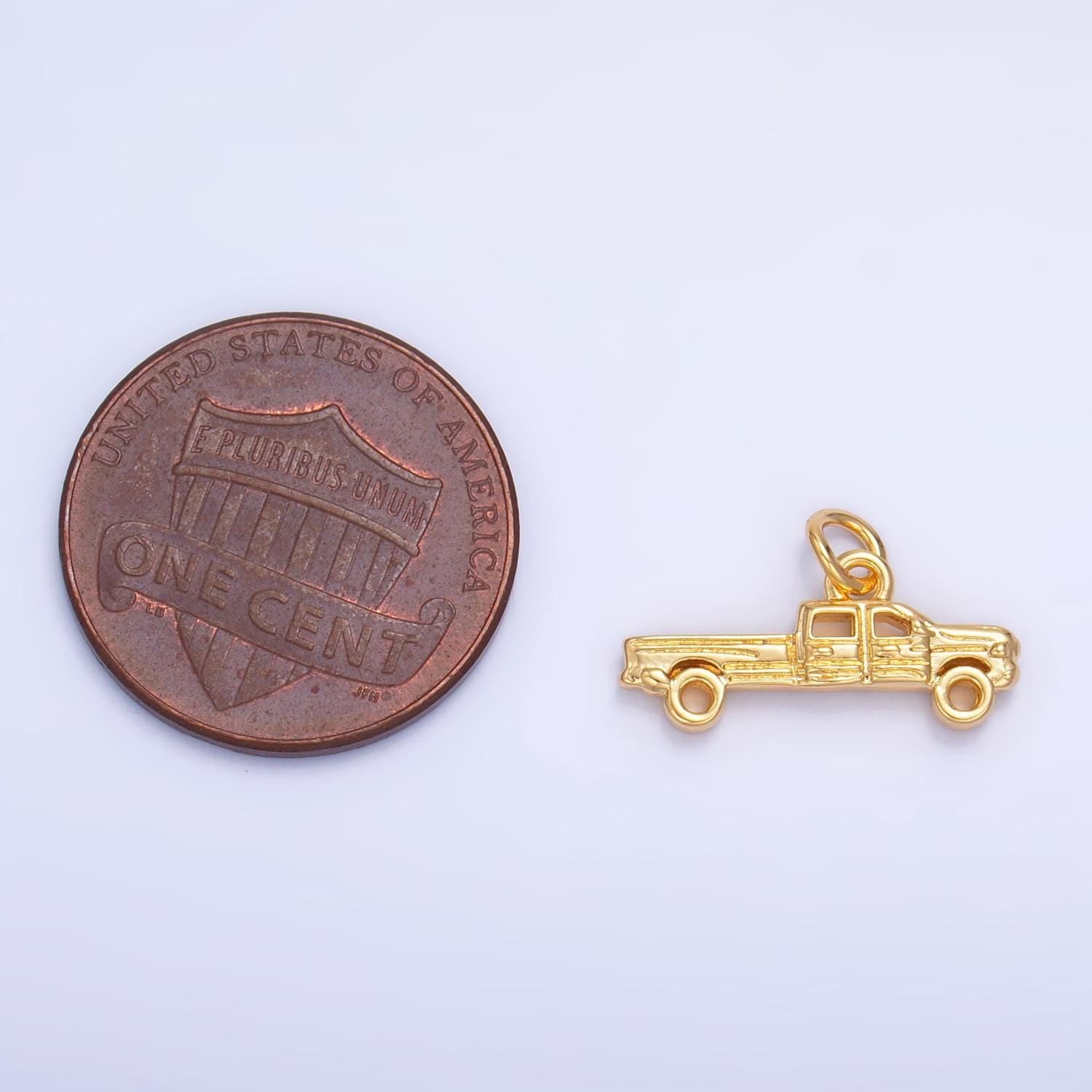 Mini gold pick up truck car charm for necklace bracelet pendant antique car design mix charm road truck inspired w077