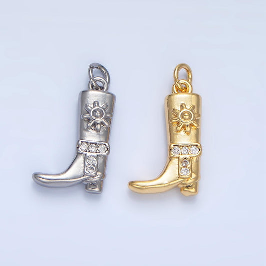 24k gold filled cowboy boot charm, gold western boots charm for necklace or bracelet, cowgirl charm, rodeo cowgirl jewelry | w076