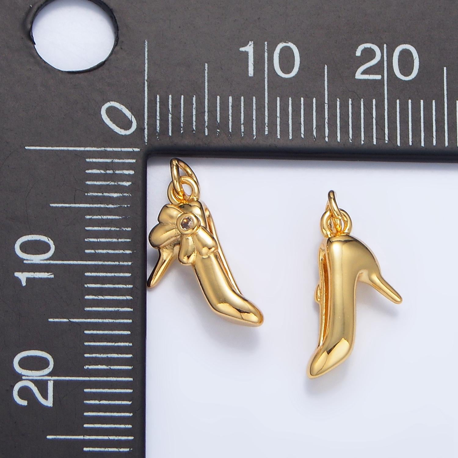 Dainty 24k gold filled pendant high heel shoes charm, jewelry components for handmade designs bracelet necklace earrings supplies w025