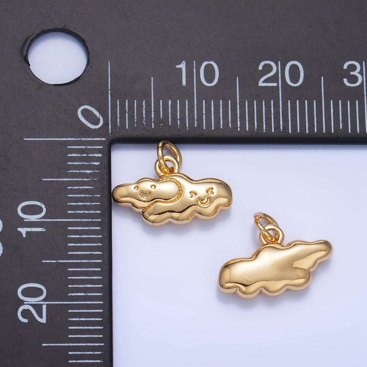 24k gold filled twin kids cloud charm happy face cartoon cloud charm | w020