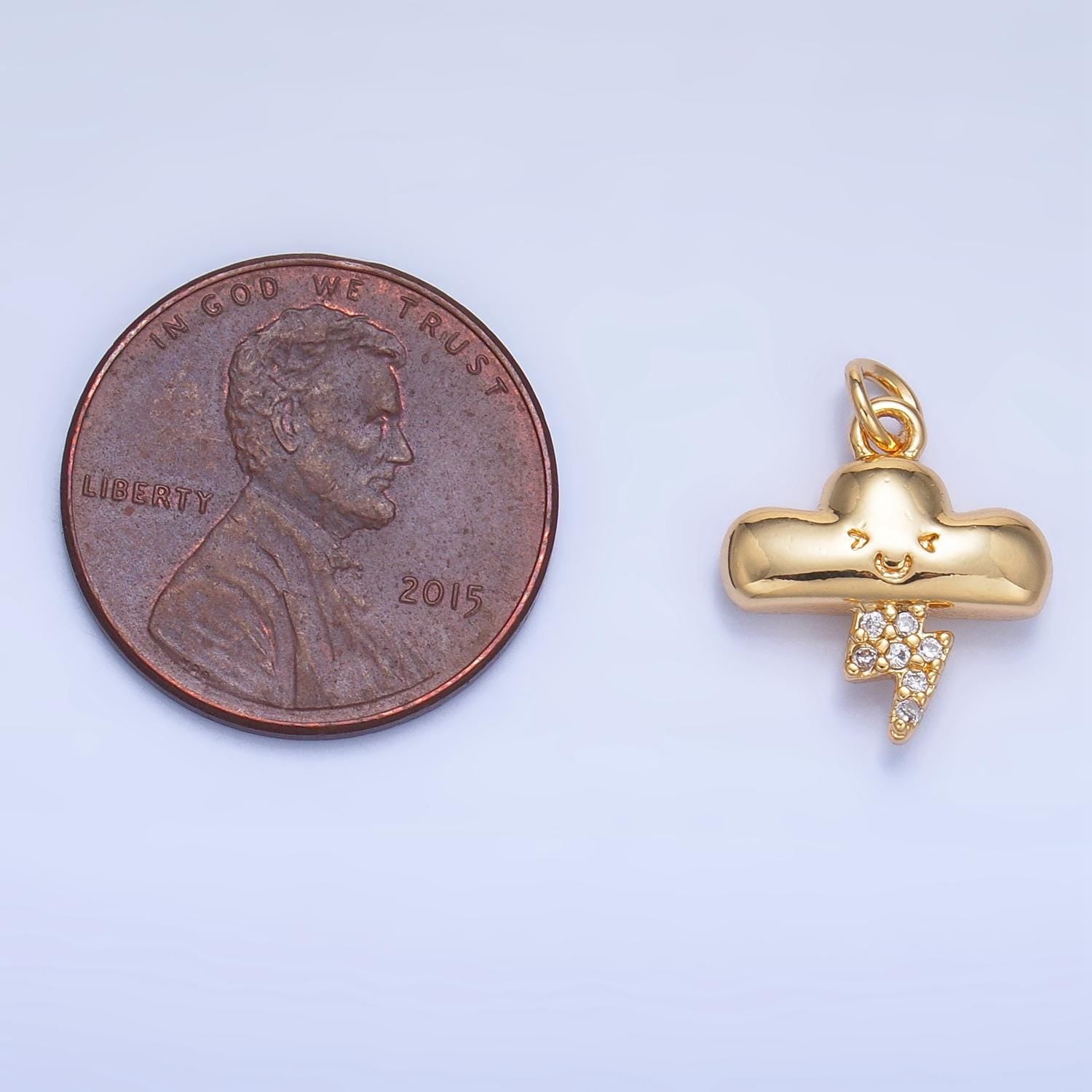 24k gold filled cz thunder kids cloud charm happy face cartoon cloud charm | w016