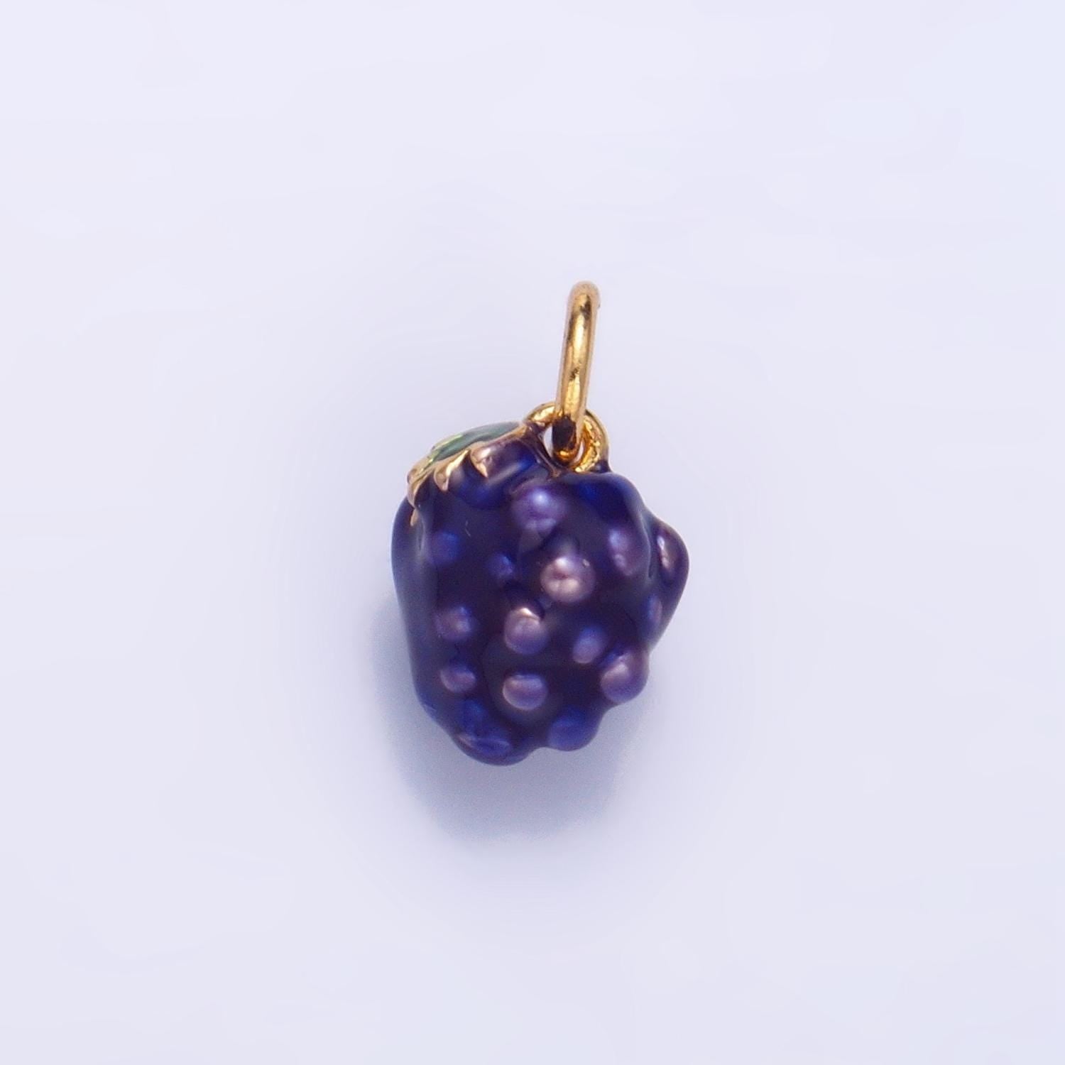Mini multidimensional purple enamel grape fruit 24k gold filled charm | w-006
