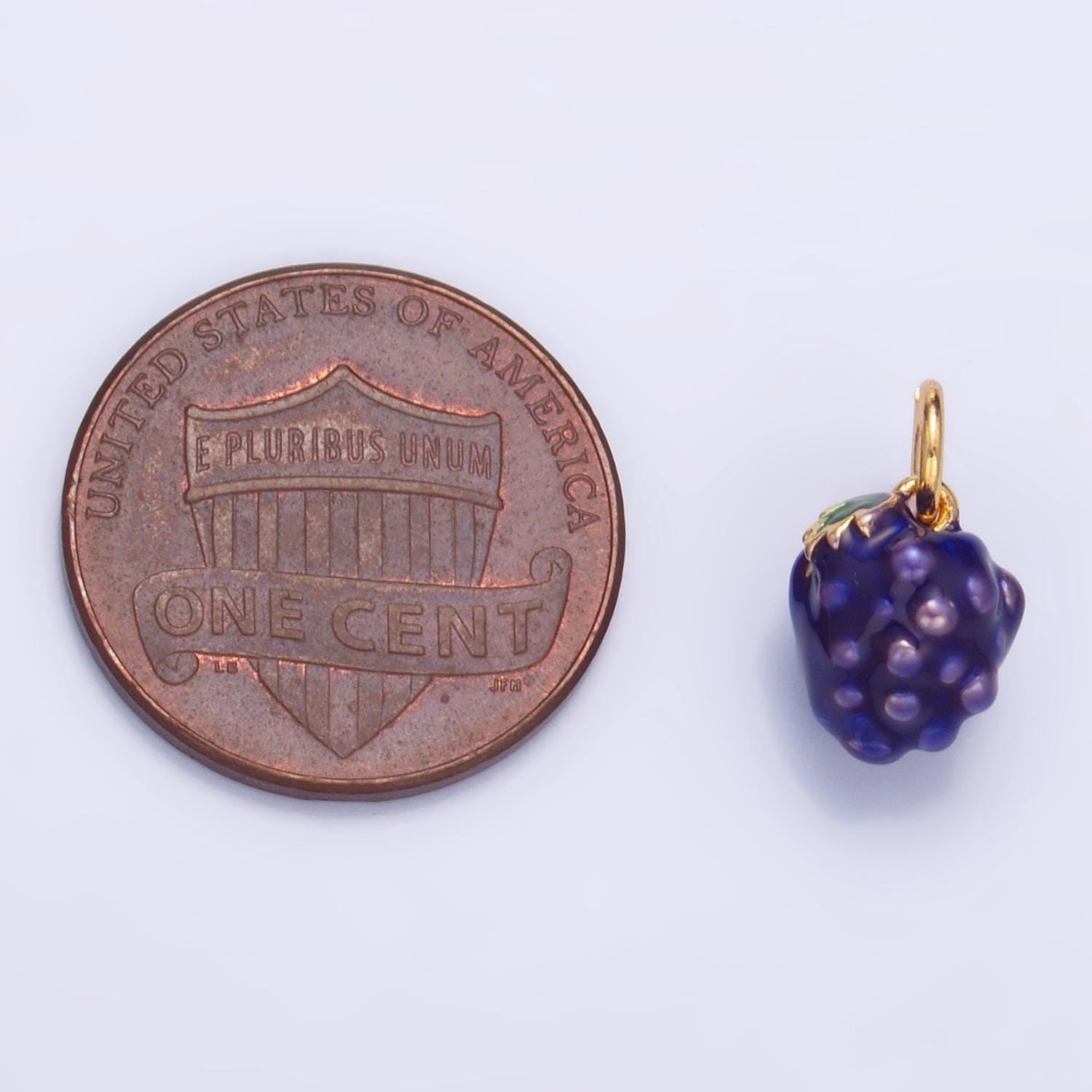 Mini multidimensional purple enamel grape fruit 24k gold filled charm | w-006