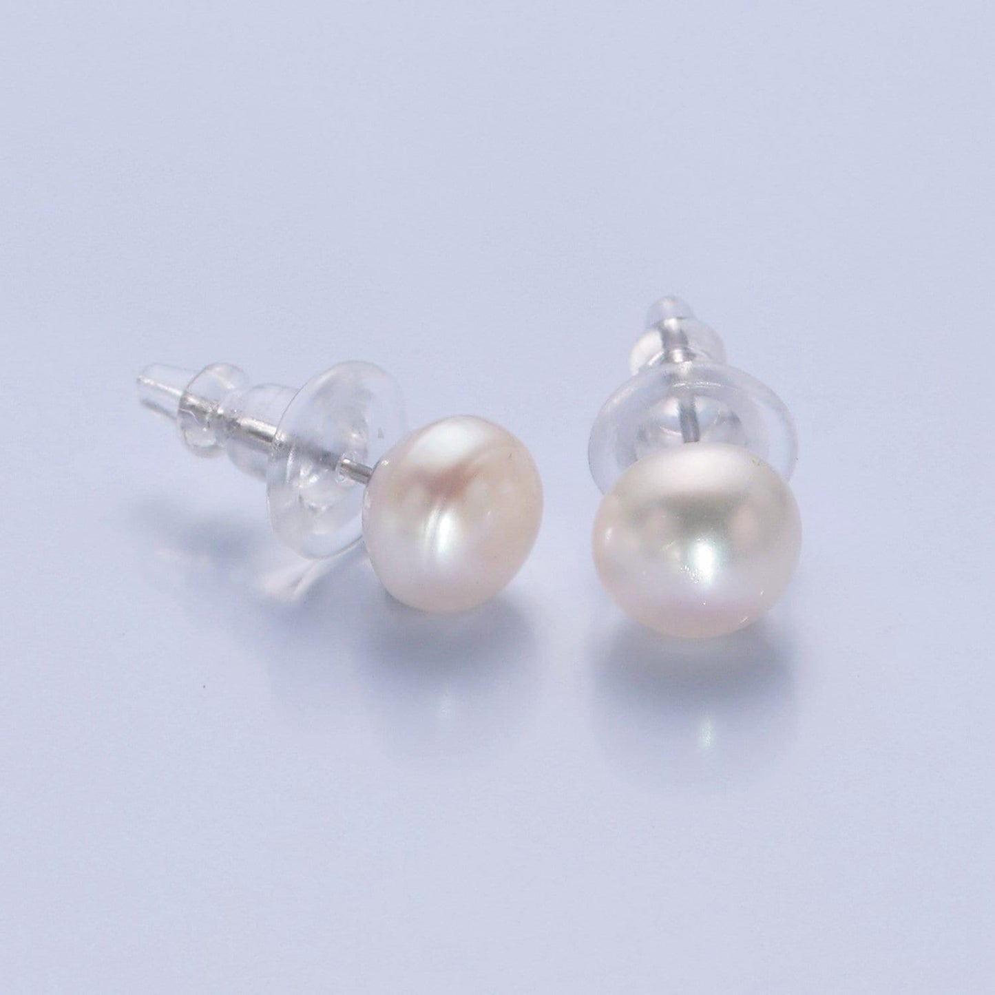 Minimalist gold filled pearl studs, 9.4mm-9.7mm round black white pink purple silver earrings, bridal graduation streetwear jewelry, t-371