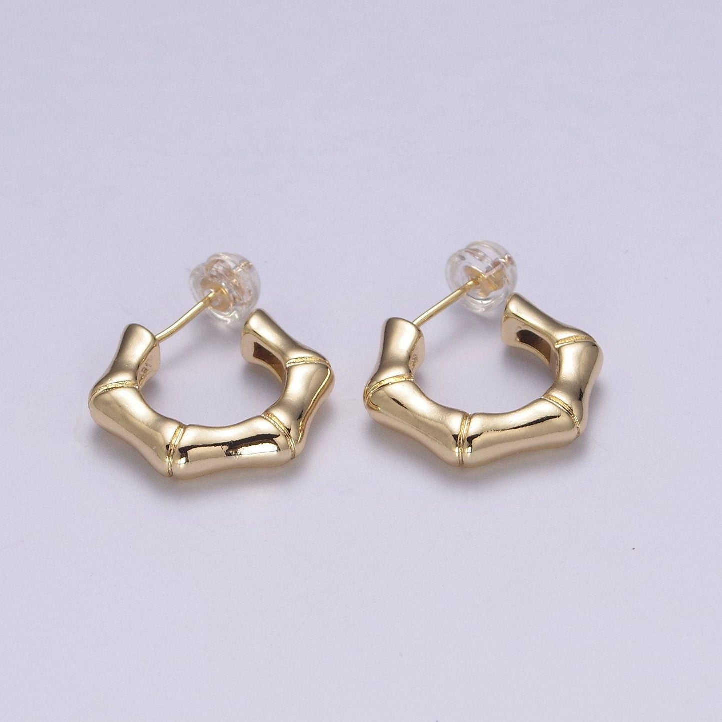 18k gold filled bamboo hoops, lightweight hoops, gold clasp hoops, everyday earrings great for birthday christmas gift t236