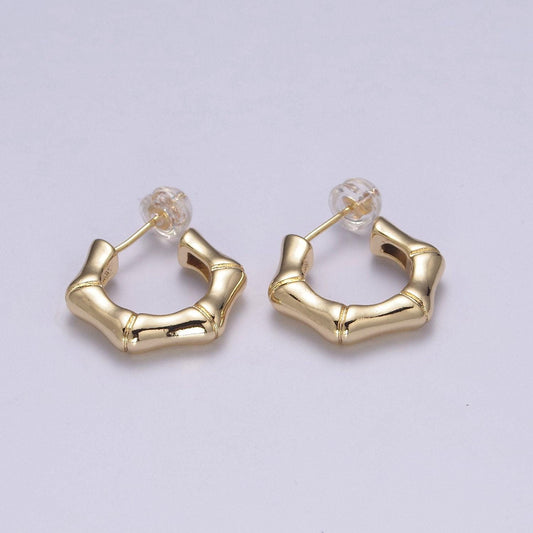 18k gold filled bamboo hoops, lightweight hoops, gold clasp hoops, everyday earrings great for birthday christmas gift t236
