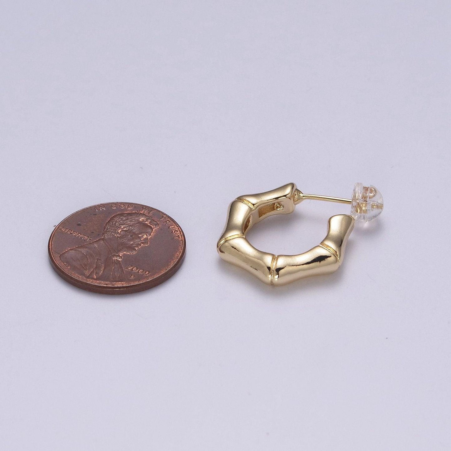 18k gold filled bamboo hoops, lightweight hoops, gold clasp hoops, everyday earrings great for birthday christmas gift t236