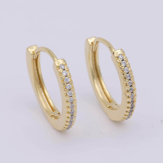 1 pair minimalist cz huggie hoops in gold / silver 19mm clicker hoops dainty hoops earring simple lever back hoop earrings