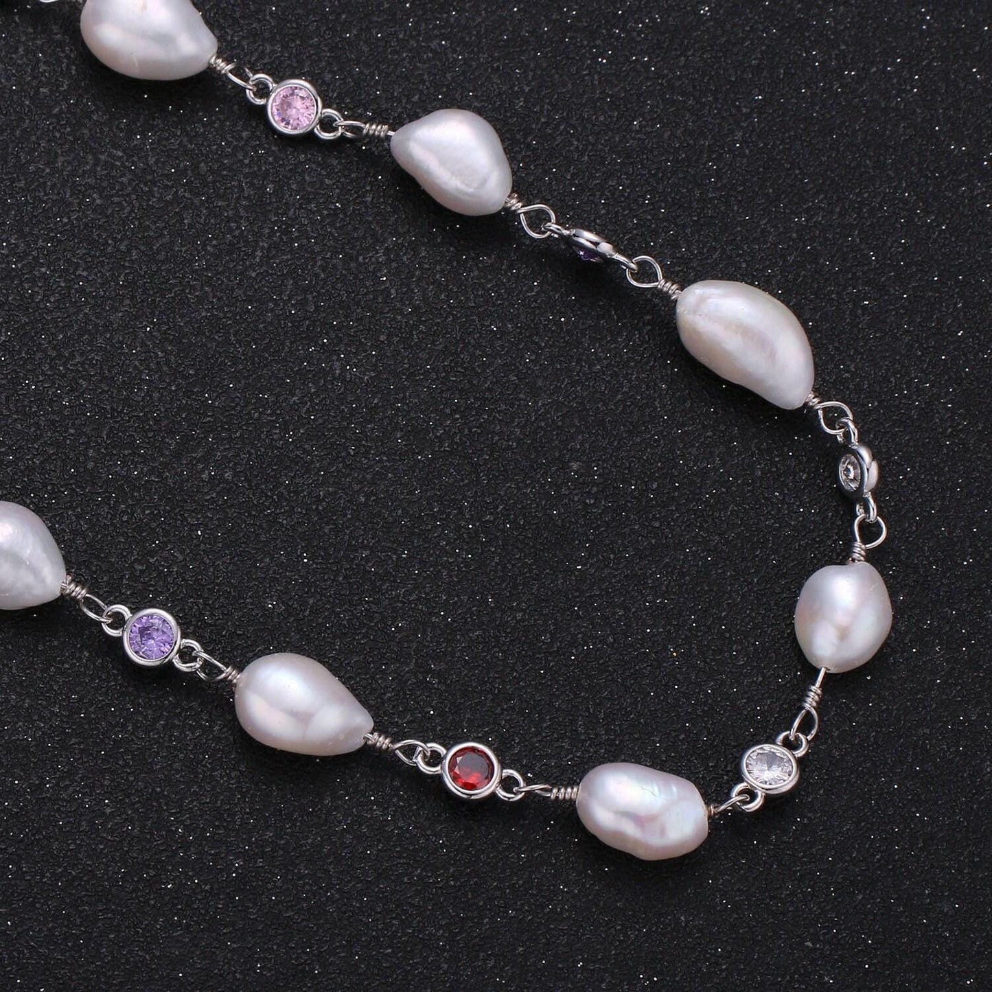 Fresh water pearl micro pave charm 24k gold chain by yard, multi color round cubic chain, baroque pearl cz chain, roll-383.384,385