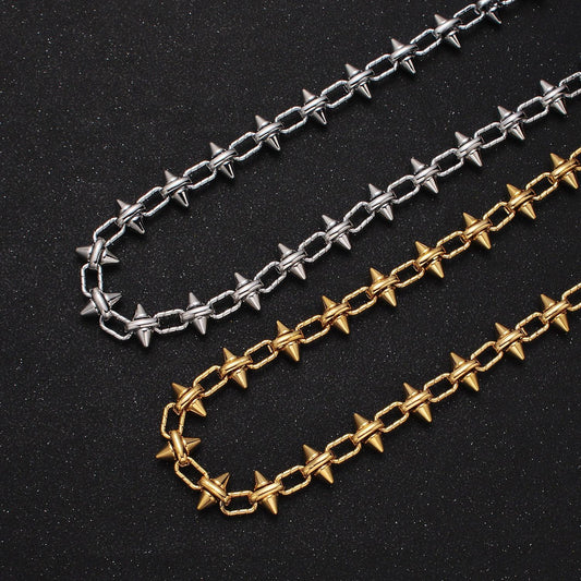 24k gold filled 12.8mm designed bulk chain, spiked link w. paper clip cable unfinished statement chain in gold & silver | roll-996, roll-997