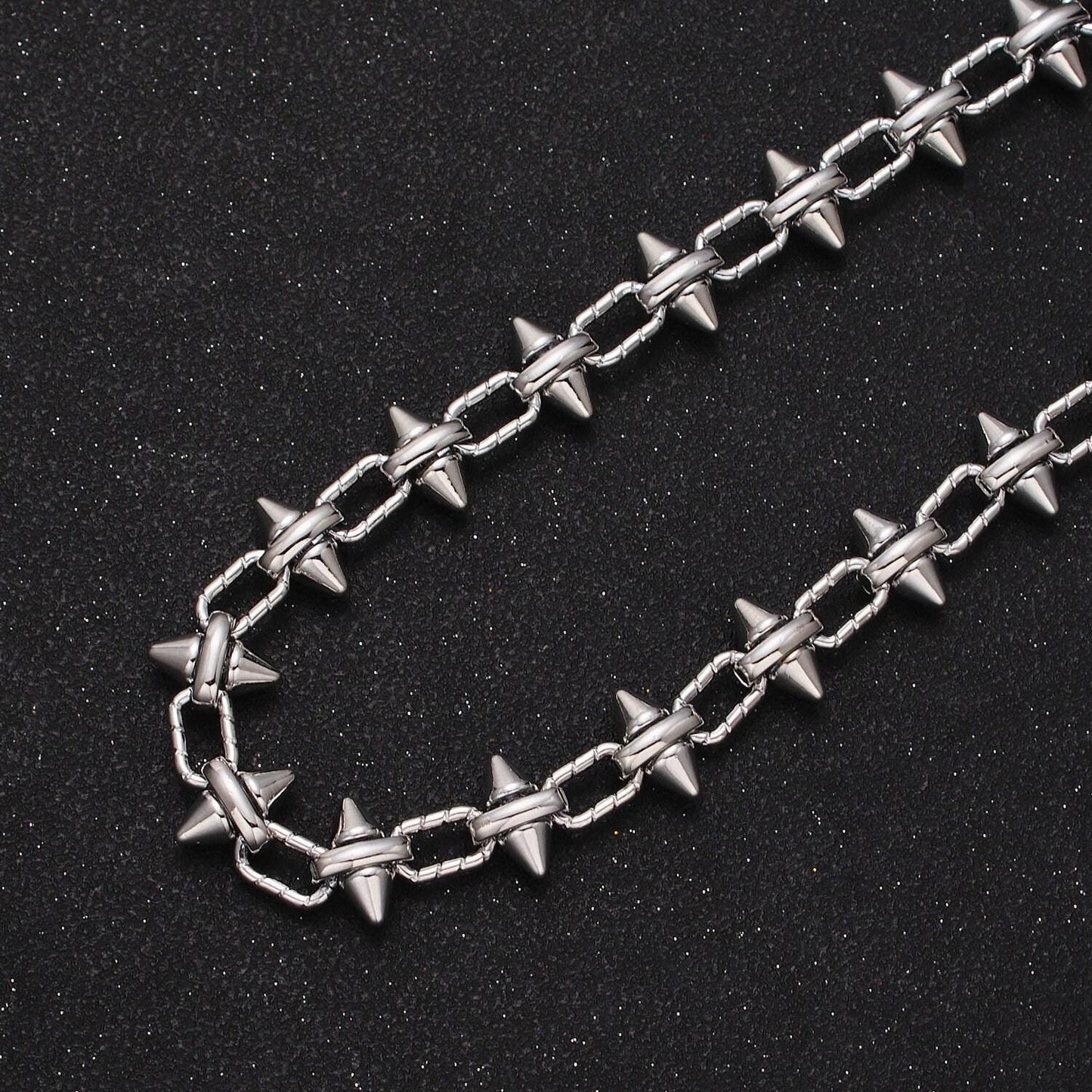24k gold filled 12.8mm designed bulk chain, spiked link w. paper clip cable unfinished statement chain in gold & silver | roll-996, roll-997