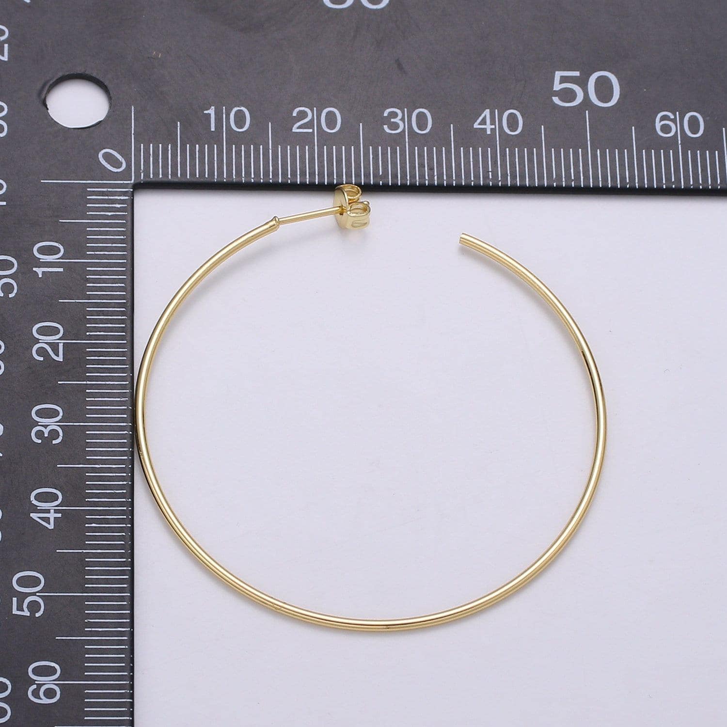 50 mm simple light hoops 24k gold, loop gold earrings for diy earring craft supply jewelry making, q-412, q-413