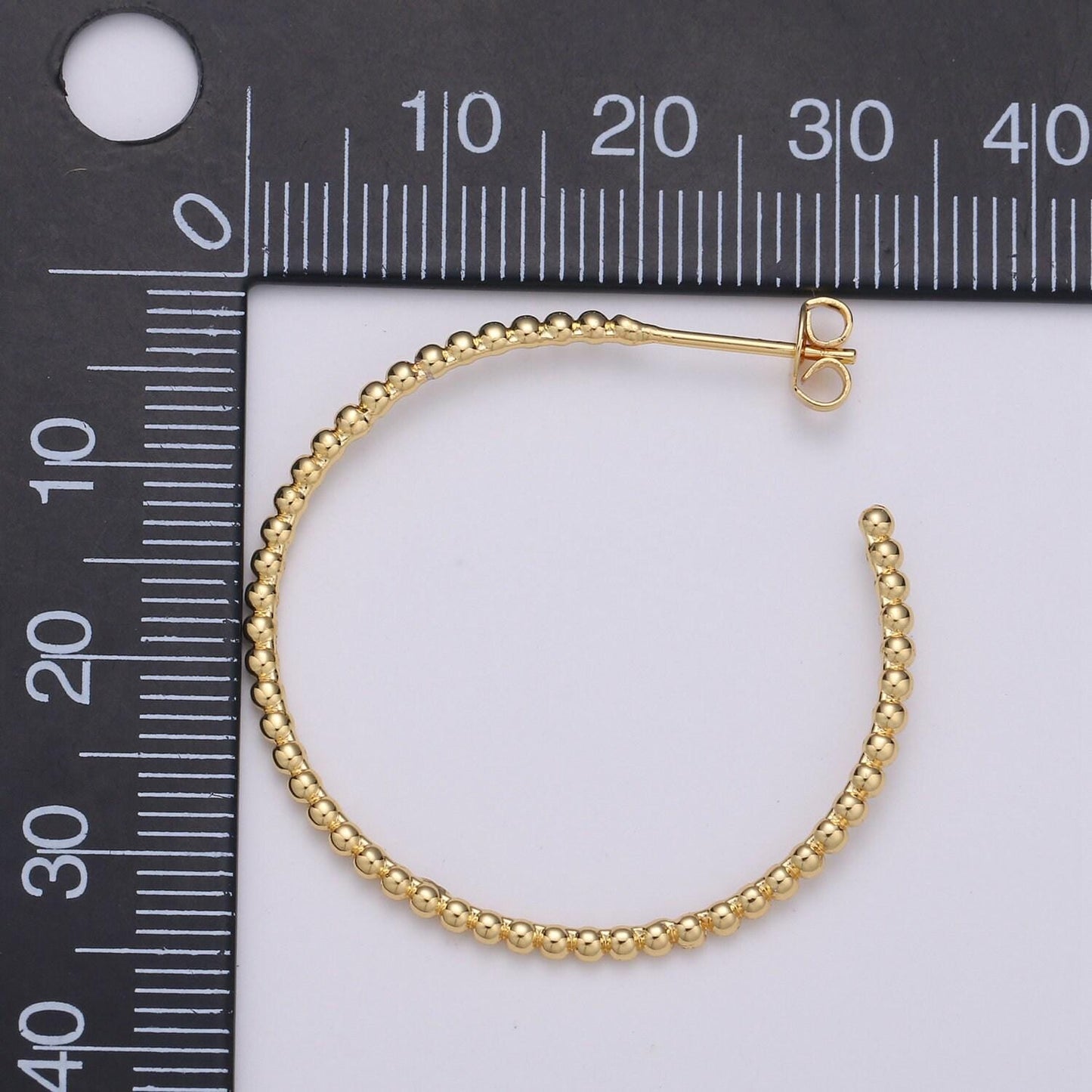 Gold ball hoop earring, beaded hoop earrings, minimalist hoop earrings, gold ball hoop earrings 35mm silver hoop earring