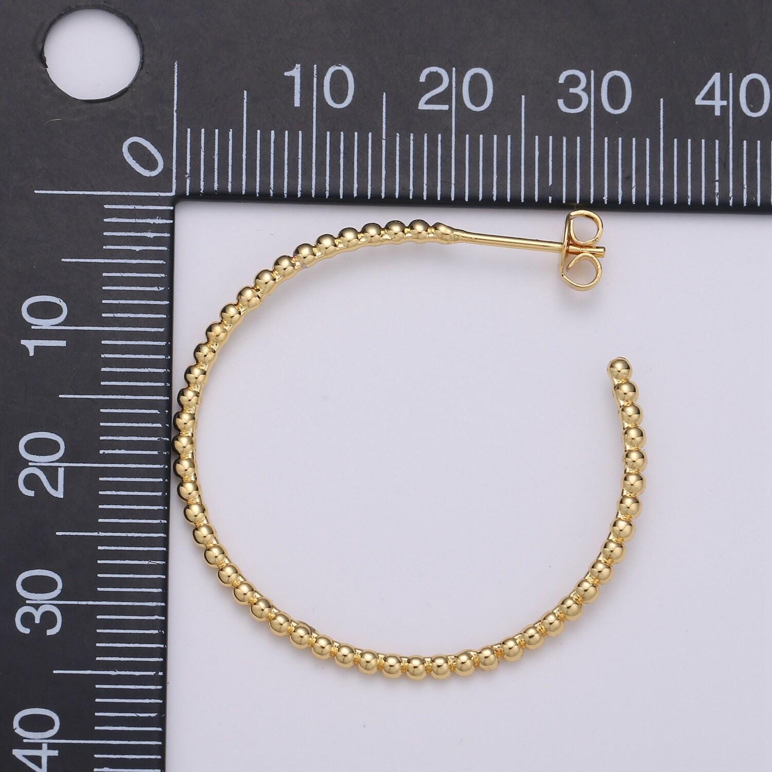 Gold ball hoop earring, beaded hoop earrings, minimalist hoop earrings, gold ball hoop earrings 35mm silver hoop earring