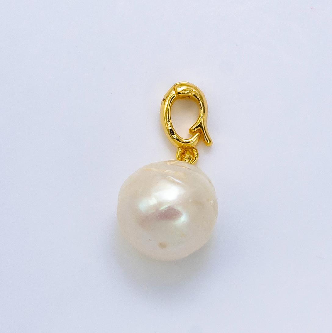 Dainty fresh water pearl round potato pearl charms pendant for bracelet necklace component with enhancer bail 24k gold fill p1909