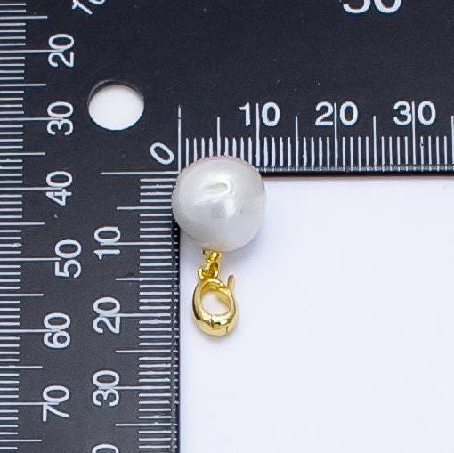Dainty fresh water pearl round potato pearl charms pendant for bracelet necklace component with enhancer bail 24k gold fill p1909