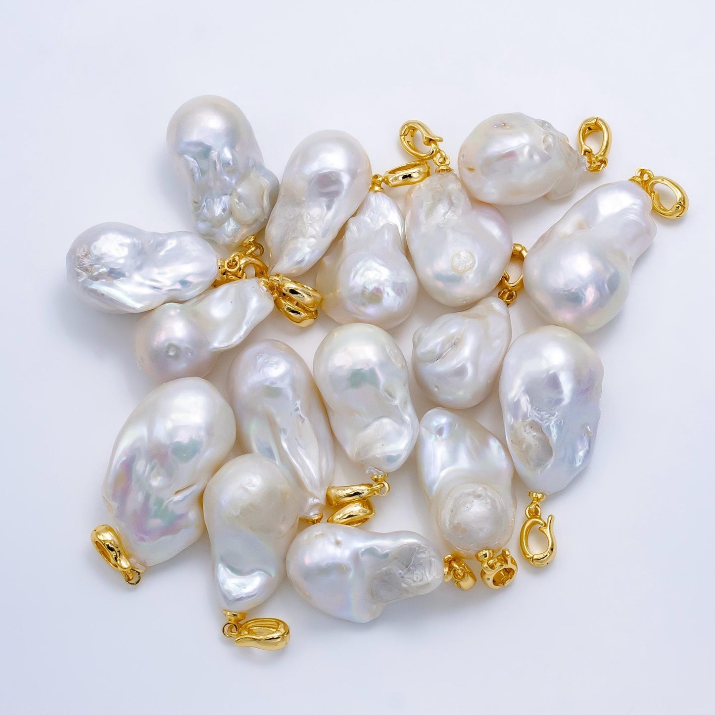 1pc aa pearl approx. 33 x 12mm big white baroque pearl pendant necklace 24k gold filled pendant p1906