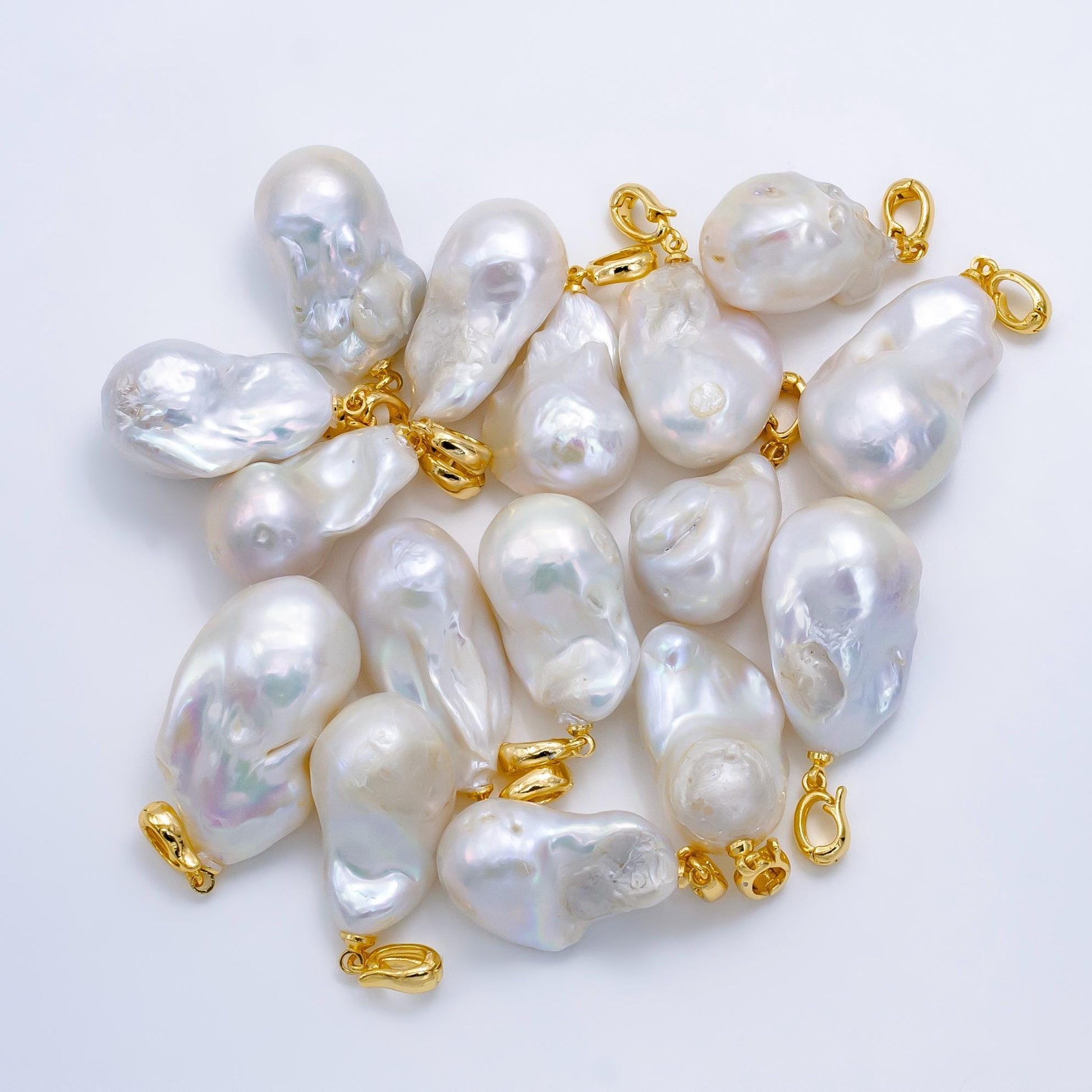 1pc aa pearl approx. 33 x 12mm big white baroque pearl pendant necklace 24k gold filled pendant p1906