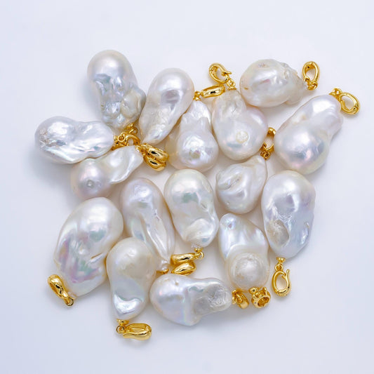 1pc aa pearl approx. 33 x 12mm big white baroque pearl pendant necklace 24k gold filled pendant p1906