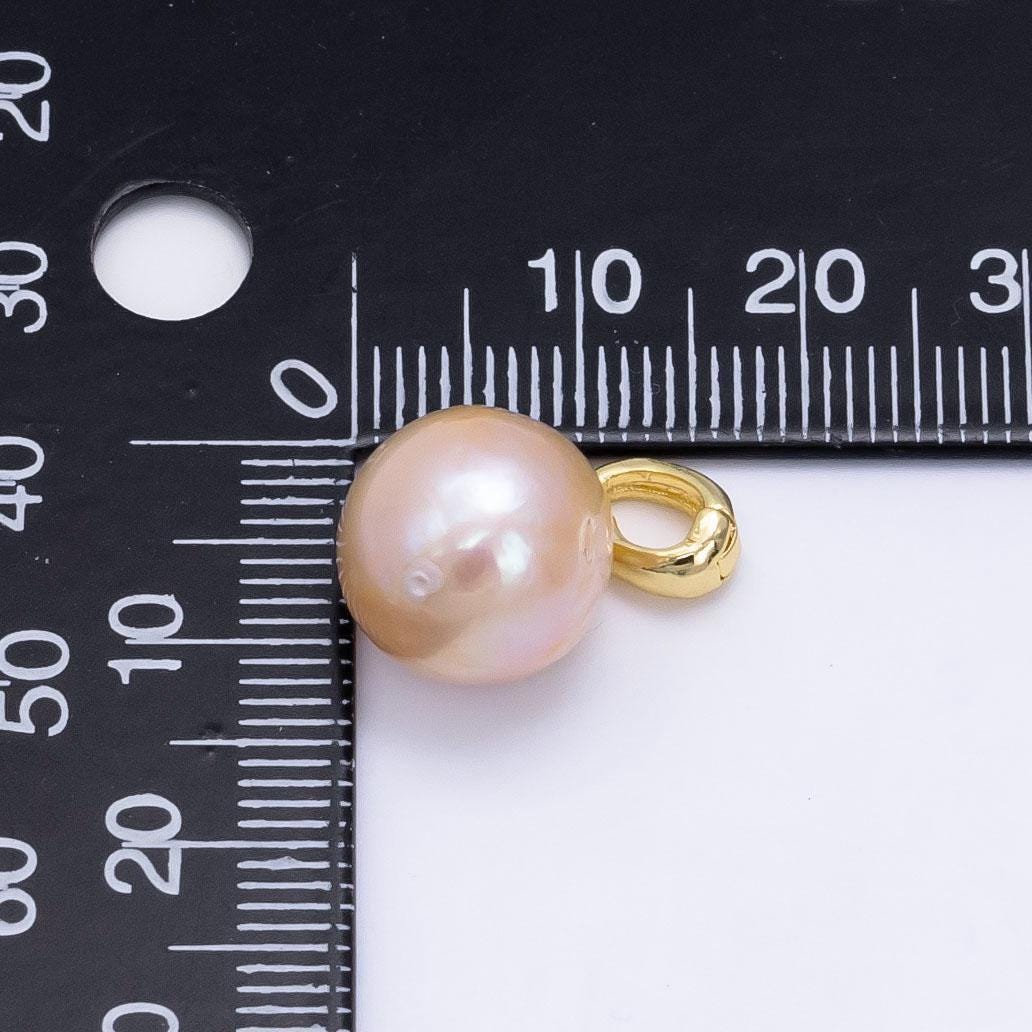 14k gold filled 12mm pink freshwater pearl round drop pendant with enhanced clasp | p-1895