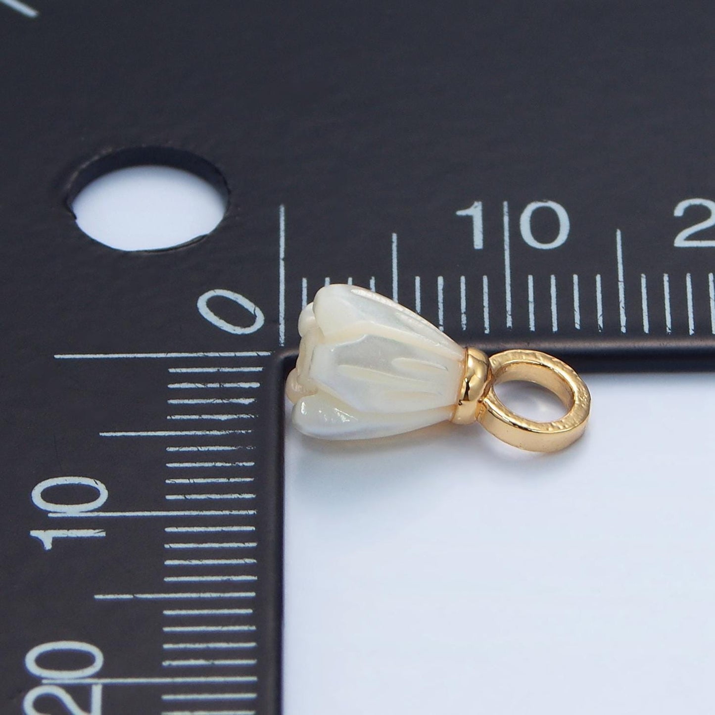 14k gold filled white pearl tulip flower bud drop pendant for minimalist jewelry making supply | p-1878