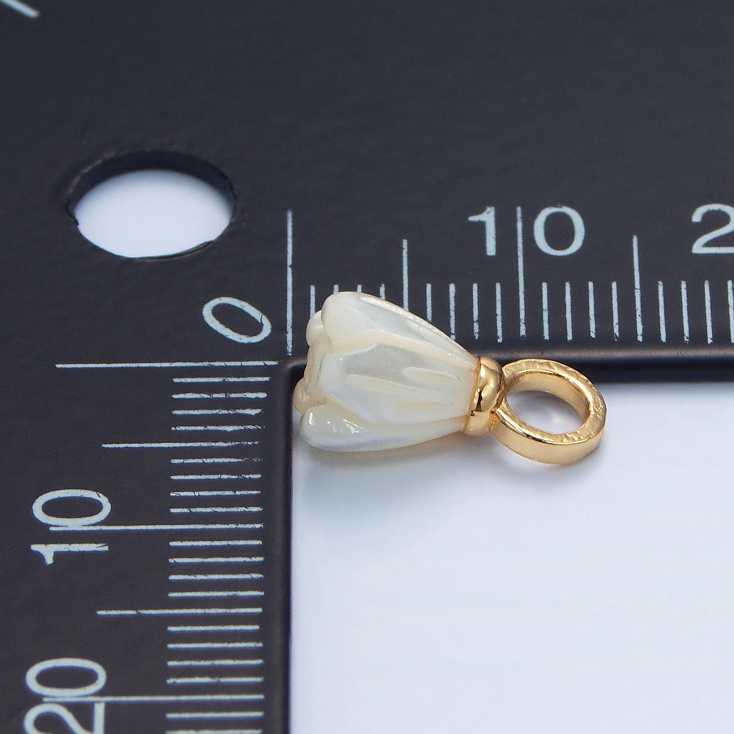14k gold filled white pearl tulip flower bud drop pendant for minimalist jewelry making supply | p-1878